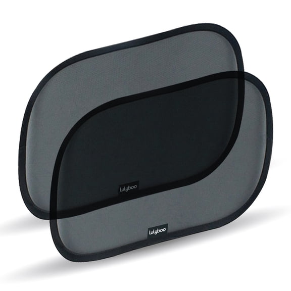 Lulyboo Car Window Shades for Baby - 2 Pack - 12"x19" Oval Cling Window Shades with UPF 50+, Black