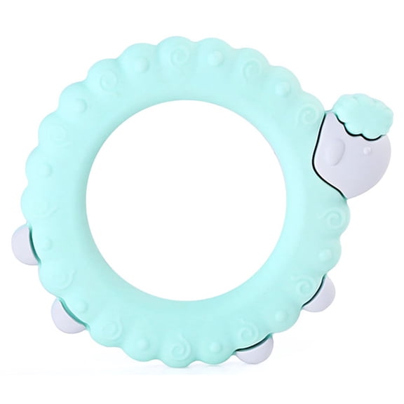 Lulyboo Infant Silicone Easy Grip Sheep Teether, Cyan (Turquoise)