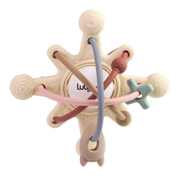 Lulyboo Infant Silicone Sensory Toy Planet Teether, Neutral Colors
