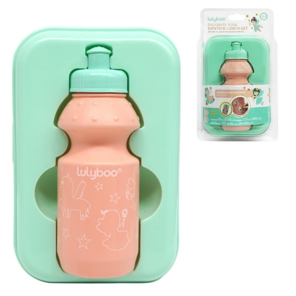 Lulyboo Lunchbox and Bottle Set with Unicorn Stickers