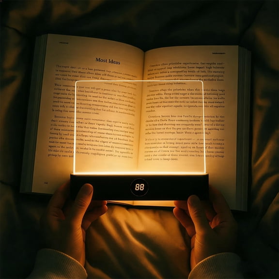 Luma Lit Book Light, 2026 Lumalit Booklights for Reading in Bed at Night, Rechargeable Clear LED Flat Reading Light with 3 Colors & Timer, Reading Lamp for Booklovers Kids Women Men