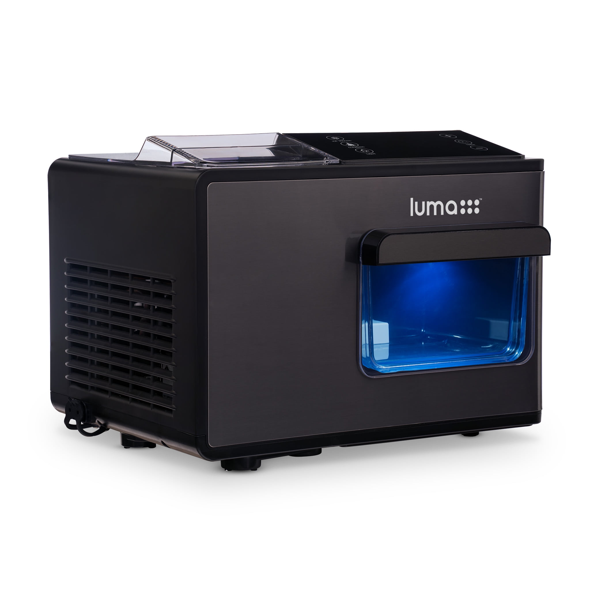 Luma Black Stainless Steel Nugget Countertop Ice Maker
