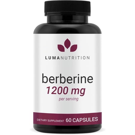 Luma Nutrition Berberine Supplement - Berberine 1200mg Per Serving - Berberine HCI - Blood Sugar Support Supplement - 60 Capsules