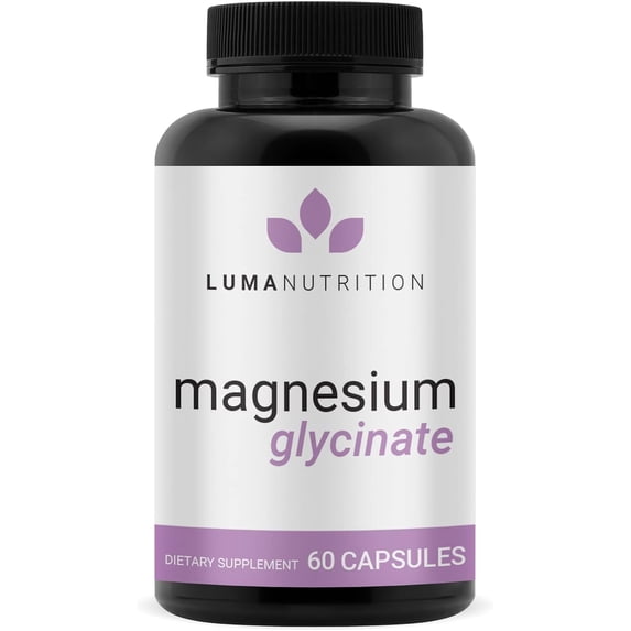 Luma Nutrition Magnesium Glycinate 1000mg - Pure Magnesium Supplement - Chelated for Maximum Absorption - 60 Capsules