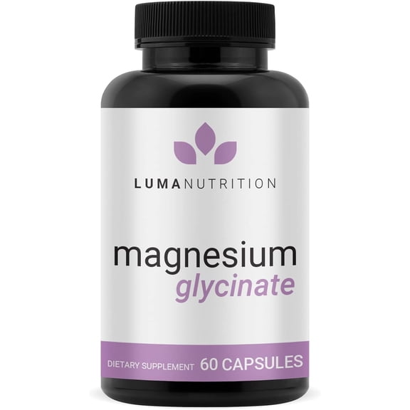 Luma Nutrition Magnesium Glycinate 1000mg - Pure Magnesium Supplement - Chelated for Maximum Absorption - 60 Capsules