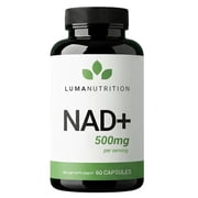 Luma Nutrition NAD+ Supplement 500mg Per Serving 250mg per Capsule   Aging Plus Energy, Metabolism & Cellular Support   Pure NAD Supplements for Women & Men, Made in USA