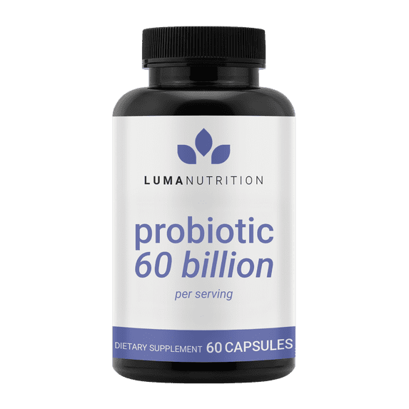 Luma Nutrition Probiotics 60 Billion CFU Per Serving with Prebiotics - Probiotics For Women - Probiotics For Men - Formulated For Digestive Health - 60 Capsules, 30 Servings