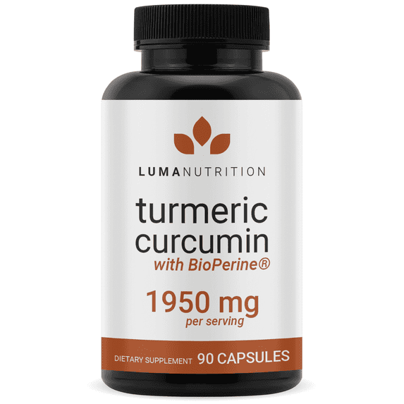Luma Nutrition Turmeric Curcumin with Black Pepper - 95% Curcuminoids - 1950mg Per Serving - Premium Turmeric Supplement - with BioPerine for Max Absorption - Made in USA - 90 Capsules