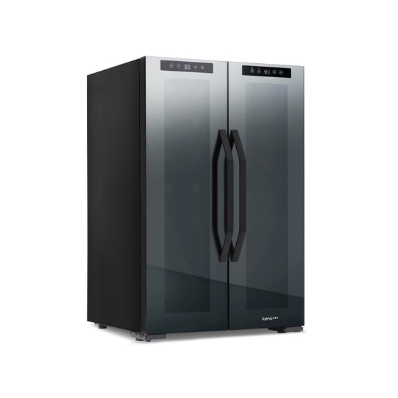 Luma Shadow Series Wine Cooler Refrigerator 12 Bottle & 39 Can Dual Temperature Zones, Freestanding Mirrored Wine and Beverage Fridge with Double-Layer Tempered Glass Door & Compressor Cooling
