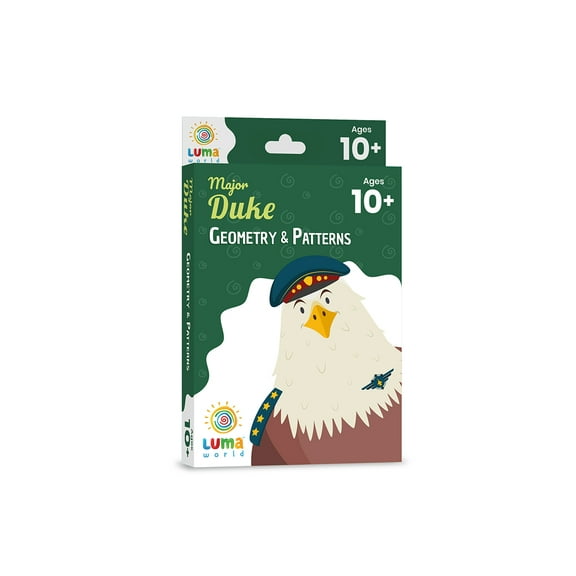 Luma World Major Duke Educational Game-Based Math Flash Cards with a Fun Magic Glass to View Hidden Answers for Ages 10+ Years to Learn Grade 5 Geometry, Shapes and Patterns, Set of 50 Cards