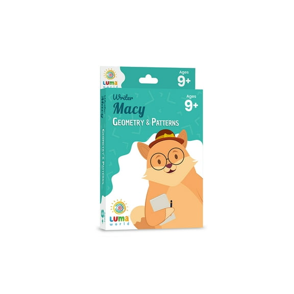 Luma World Writer Macy Educational Game-Based Math Flash Cards with a Fun Magic Glass to View Hidden Answers for Ages 9+ Years to Learn Grade 4 Geometry, Shapes and Patterns, Set of 50 Cards