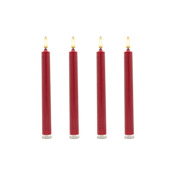 LumaBase Battery Operated 3D Wick Flame Taper Candles - Set of 4