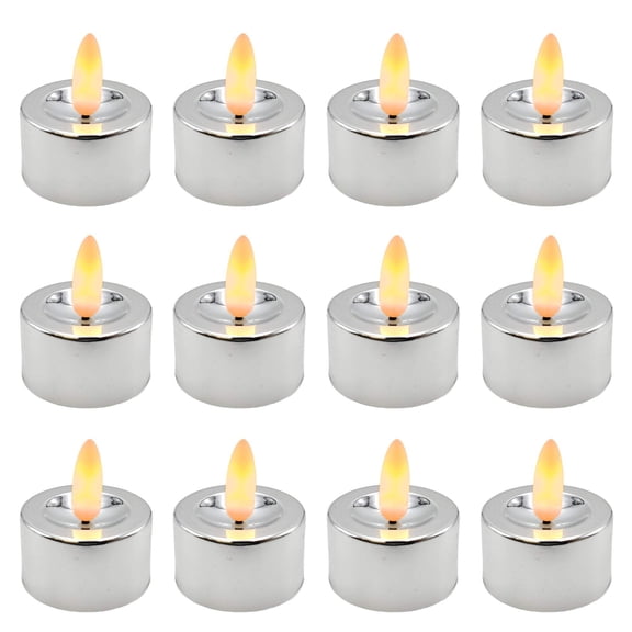Battery-Operated 3D Wick Flame Tea Lights - Set of 12