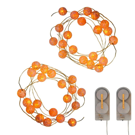LumaBase Battery Operated Crackle String Lights - Orange (Set of 2)