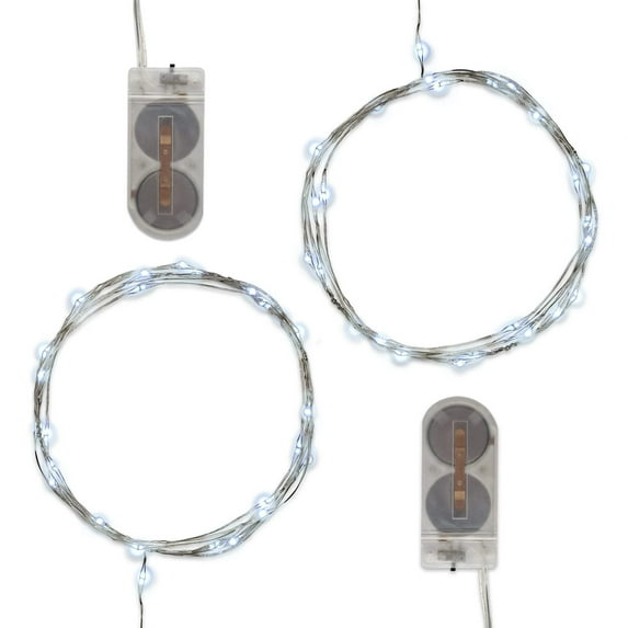 LumaBase Battery Operated LED Fairy String Lights - Set of 2 (Cool White)