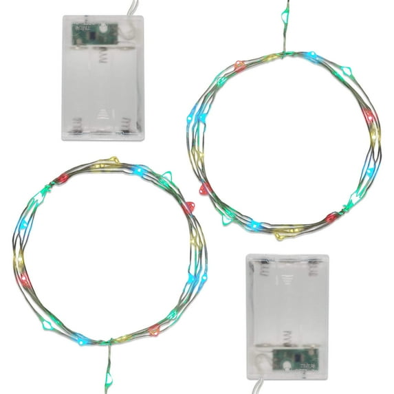 Battery-Operated LED Fairy String Lights with Timer - Set of 2