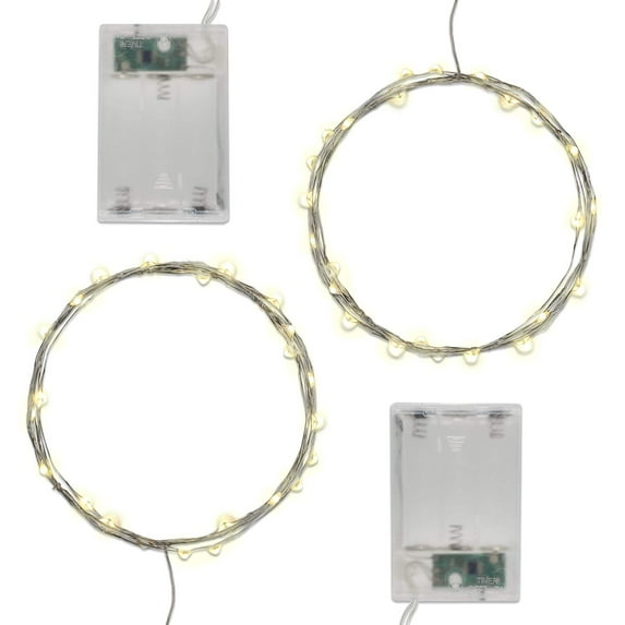 Battery-Operated LED Fairy String Lights with Timer - Set of 2