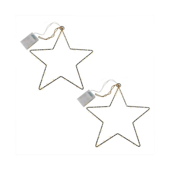 LumaBase Battery Operated LED Lighted Metal Stars - Set of 2