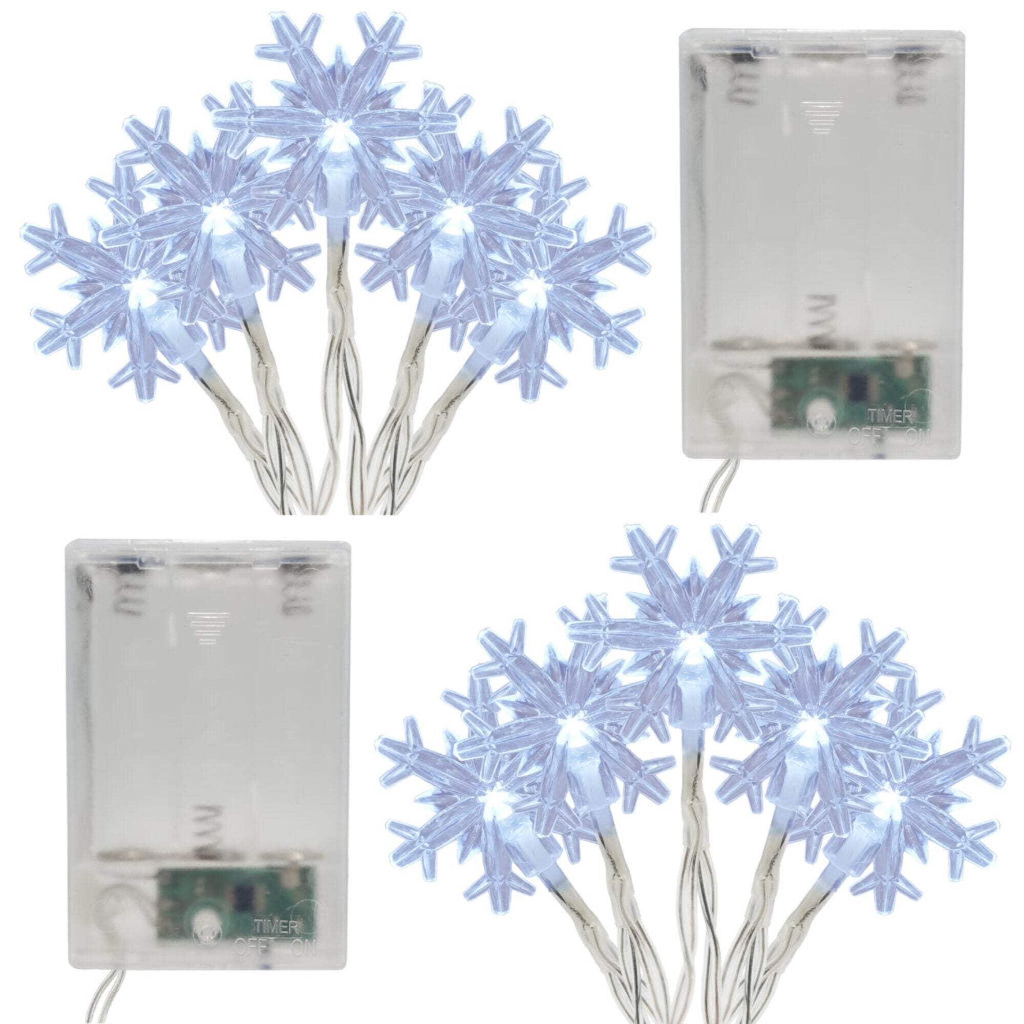 LumaBase Battery Operated LED Mini Snowflake String Lights - Set of 2 ...