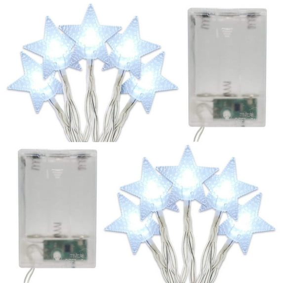 LumaBase Battery Operated LED Mini Star String Lights - Set of 2