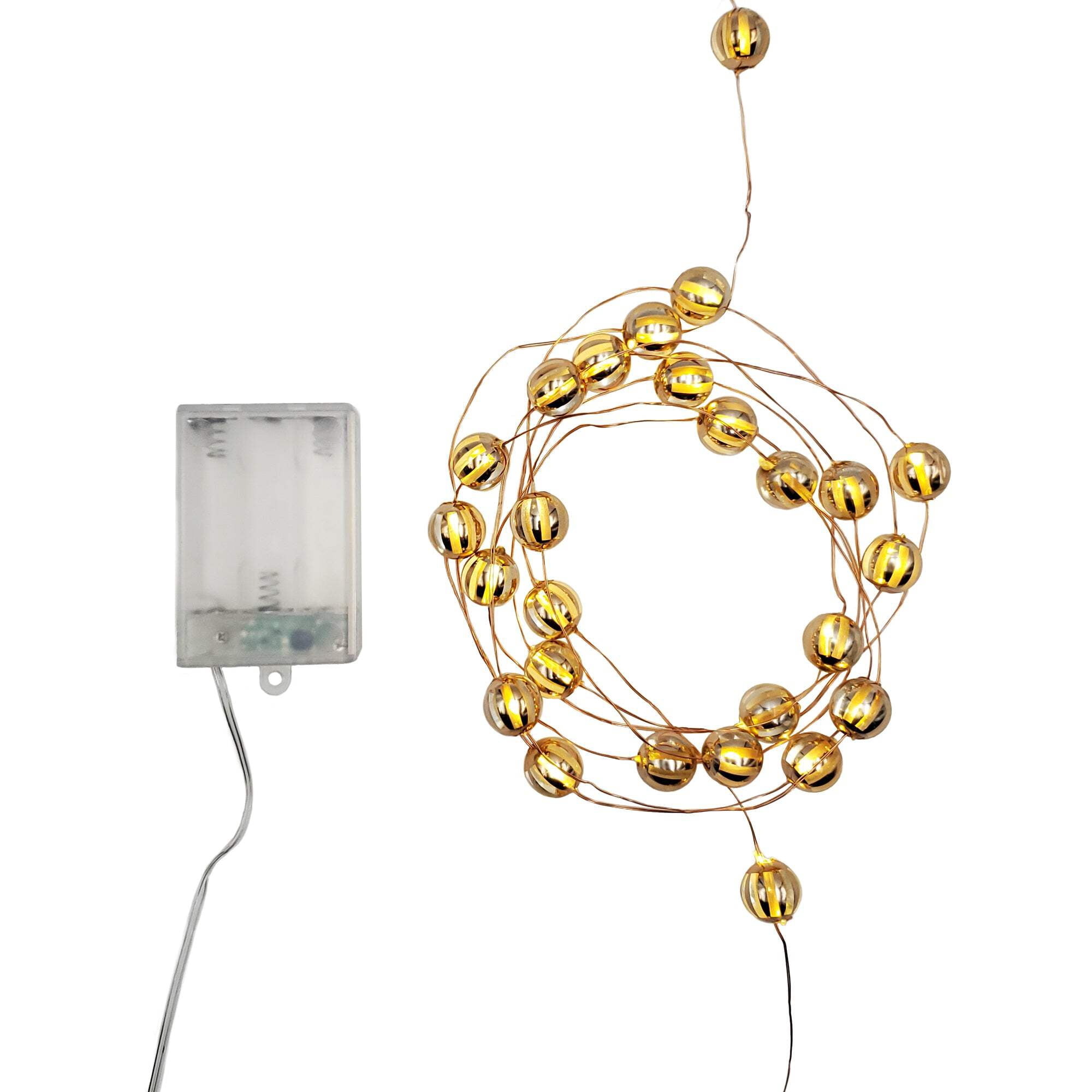 LumaBase Battery Operated LED Mini String Lights with 40 Gold Balls ...