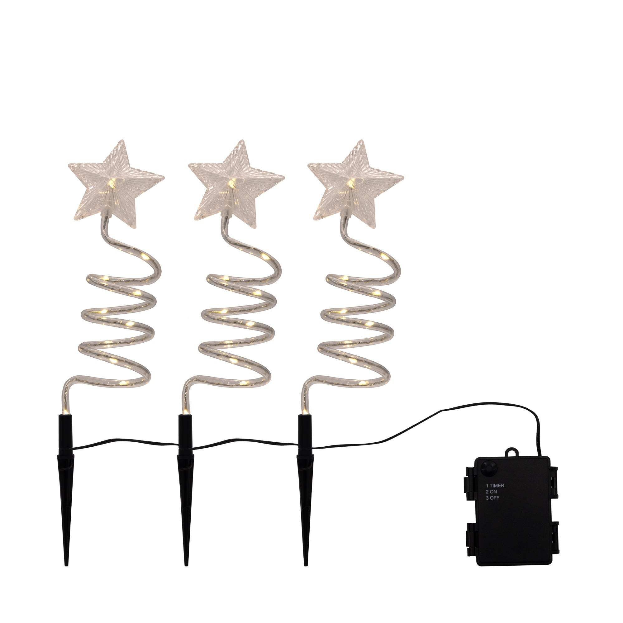 LumaBase Battery Operated Spiral Shooting Star Lawn Lights (set of 3)