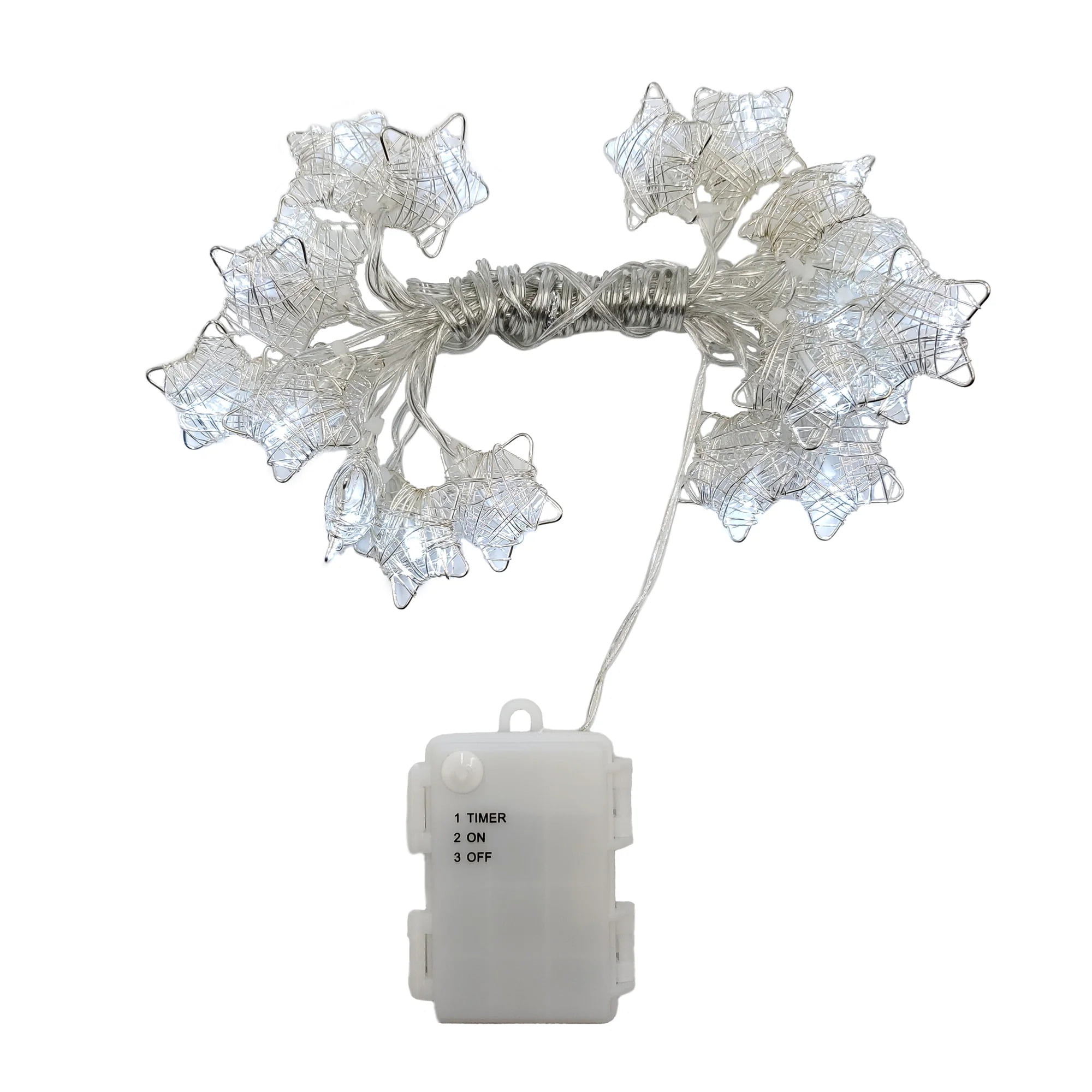LumaBase Battery Operated String Lights with 20 Vintage Stars and White Lights