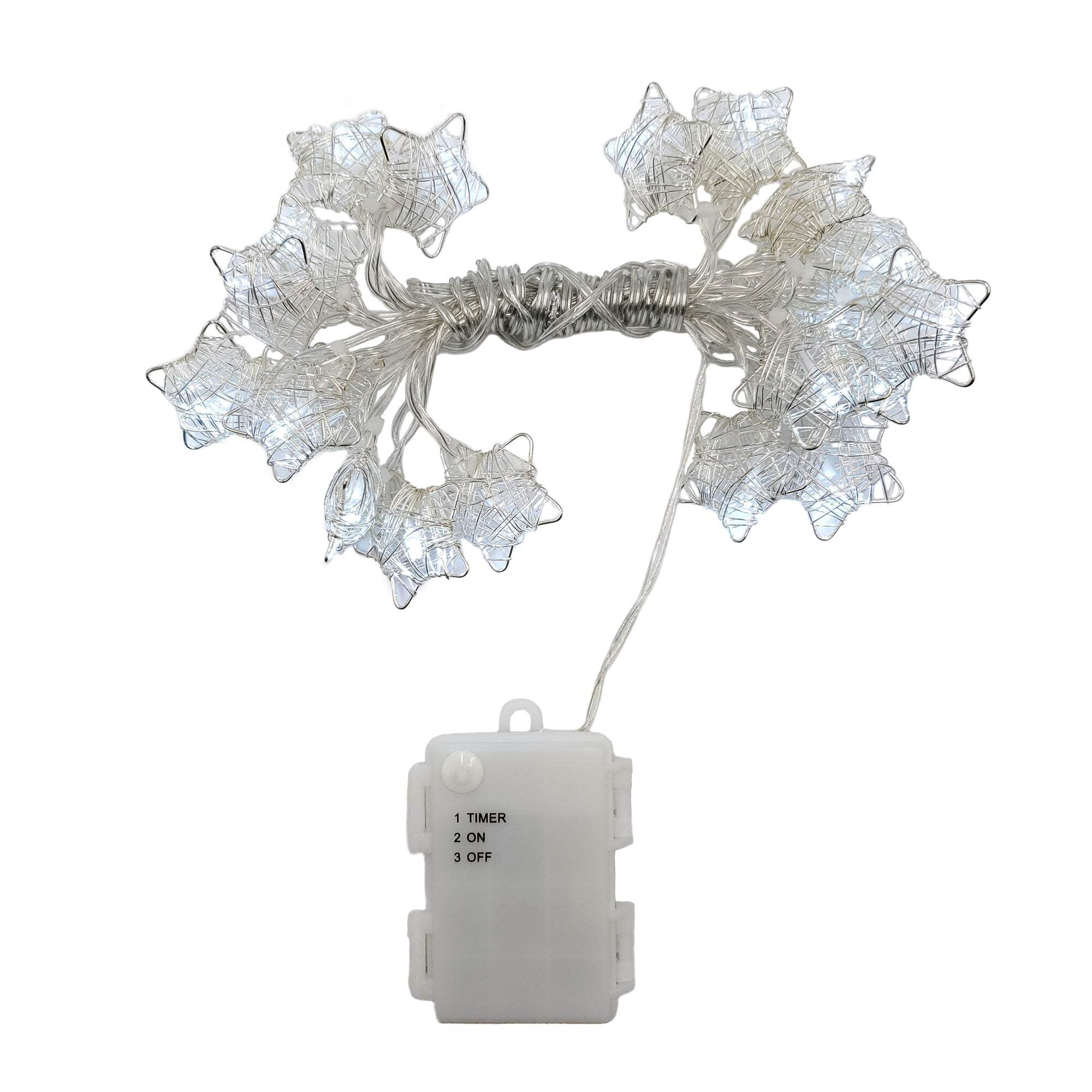 LumaBase Battery Operated String Lights with 20 Vintage Stars and White Lights