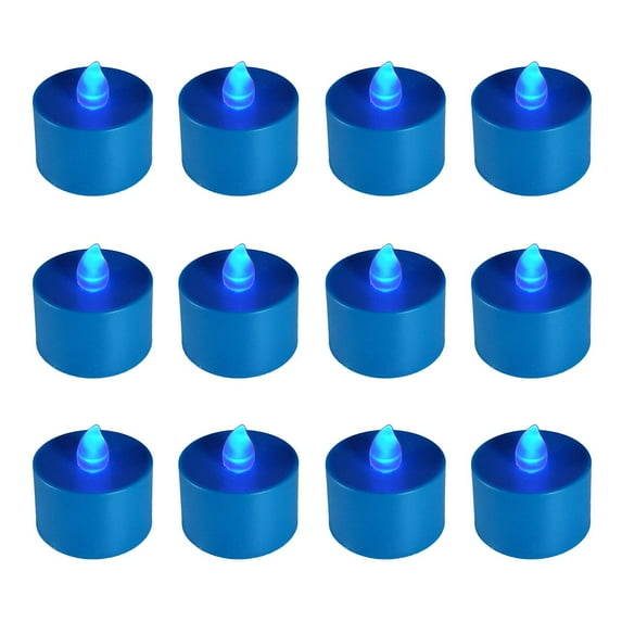 LumaBase Battery Operated Tea Light Candles - Set of 12 (Blue)