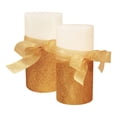 thumbnail image 1 of LumaBase Battery Operated Wax LED Candles, Gold Bow - Set of 2, 1 of 6