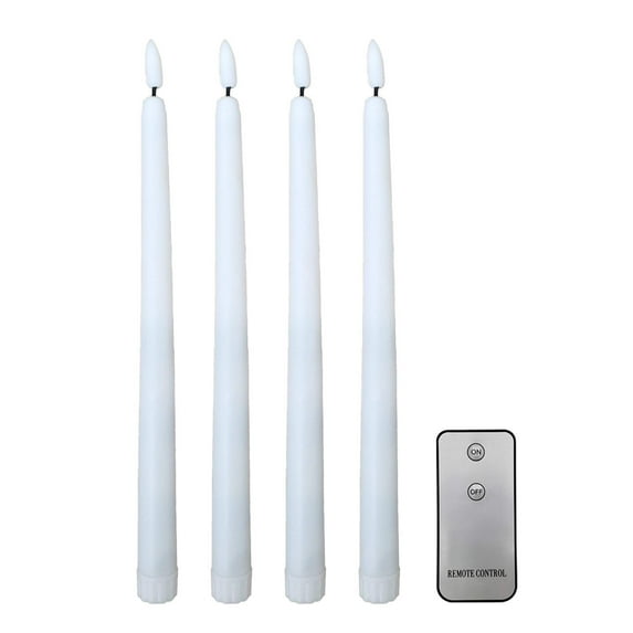 LumaBase Battery Operated Wick Flame Taper Candles - Set of 4