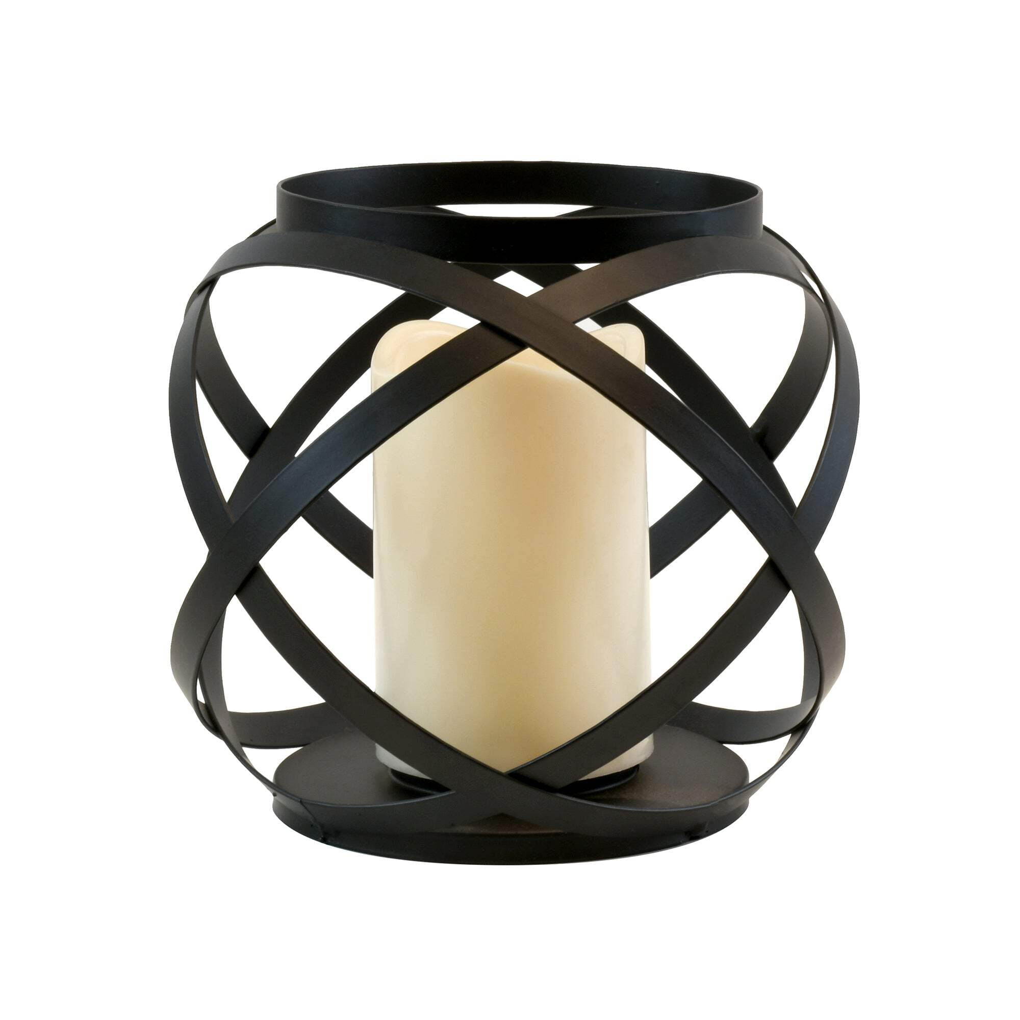 Modern Blackened Metal Circular Hanging Candle Lantern