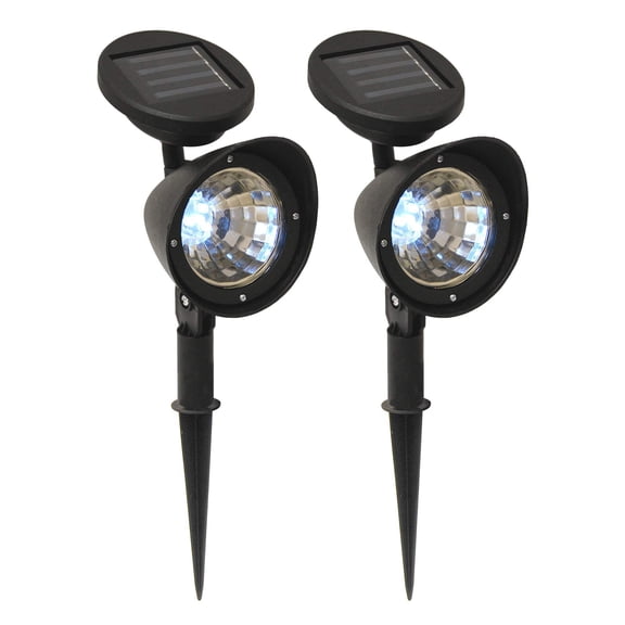 LumaBase Black Solar Spot Lights with White Lights - Set of Two