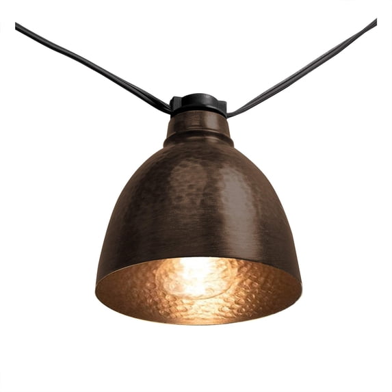 LumaBase Electric Cafe String Lights with 10 Brown Metal Domes