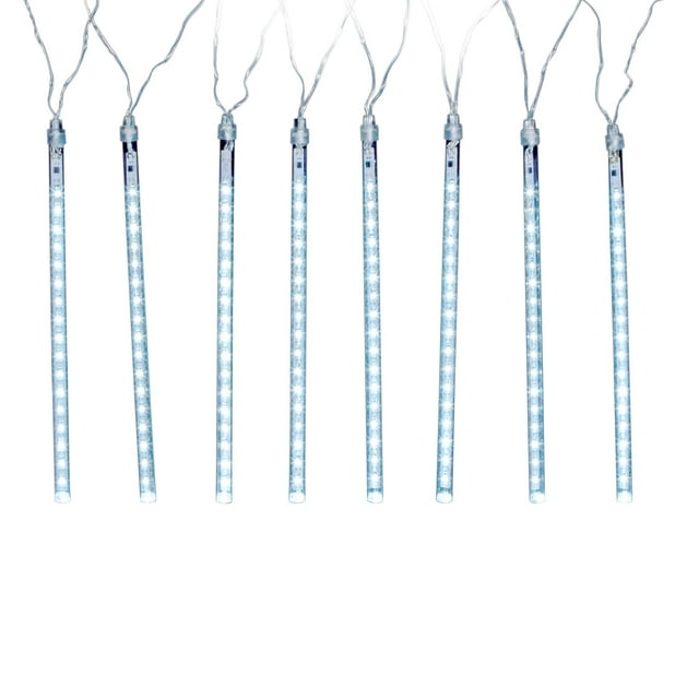 LumaBase Electric LED Meteor Lights with 8 Cascading Light Tubes (White)