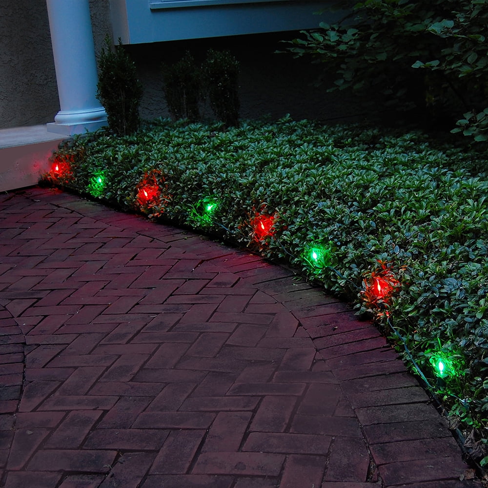 LumaBase Electric LED Pathway Lights Red and Green (Set of 8