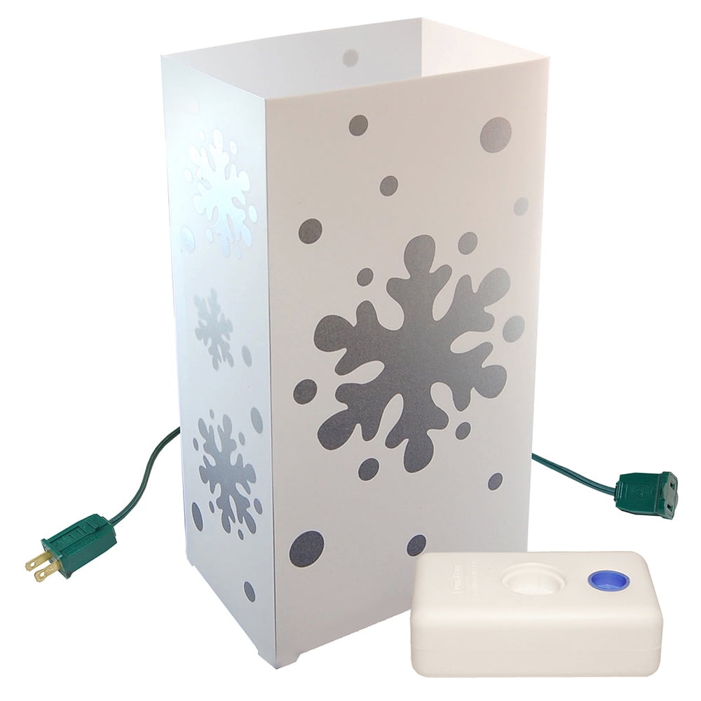 LumaBase Electric Luminaria Kit with LumaBases, 10 Count Snowflake