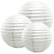 LumaBase Multi-Size 12", 14" and 16" Paper Lanterns - Set of 6 (White)