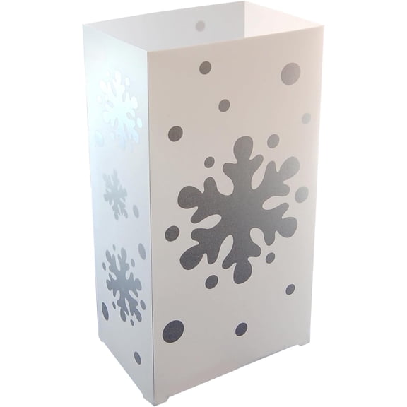 LumaBase Plastic Luminaria Lanterns, Snowflake - Set of 10