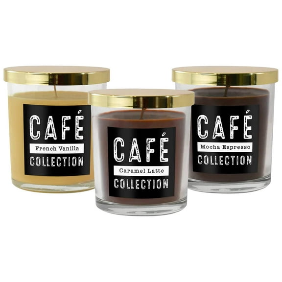 LumaBase Scented Coffee Collection Wax Candles - Set of 3 | Aromatic Home Fragrance
