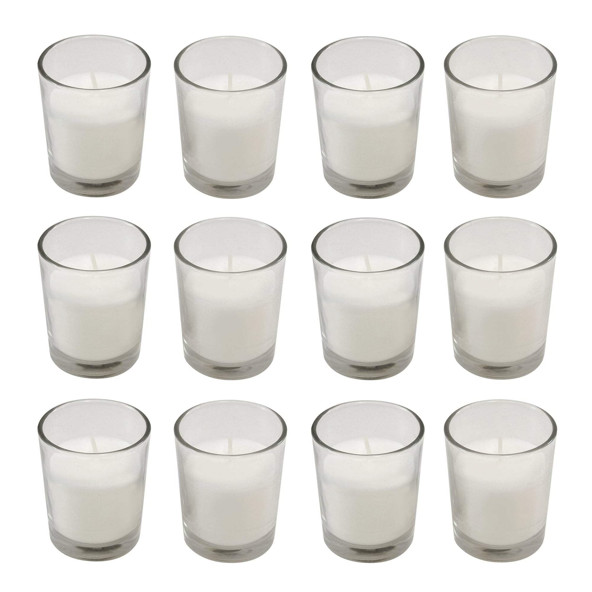 Elegant 10'' White Scented Votive Candles in Clear Glass Set of 12
