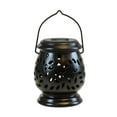thumbnail image 1 of LumaBase Solar Powered Ceramic Lantern - Black with White Lights, 1 of 7