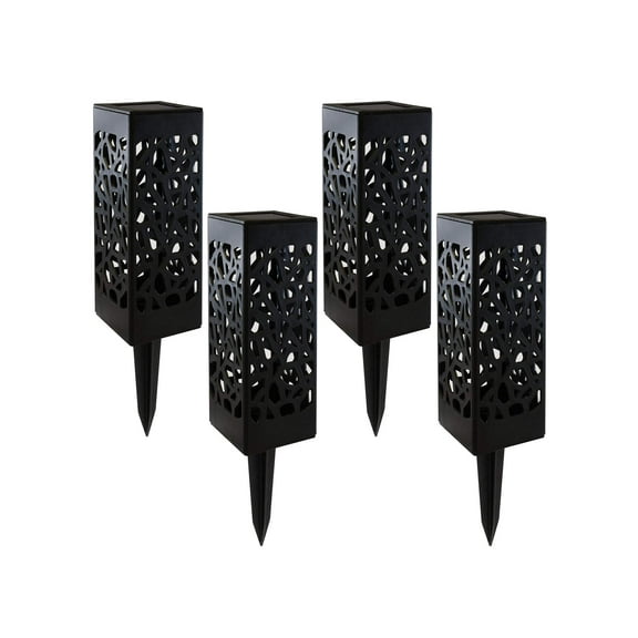 LumaBase Solar Powered Garden/Tabletop Lights, Black - Set of 4
