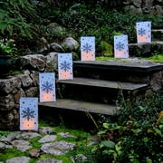 LumaBase Solar Powered Luminaria Kit - Set of 6 (Silver Snowflake)