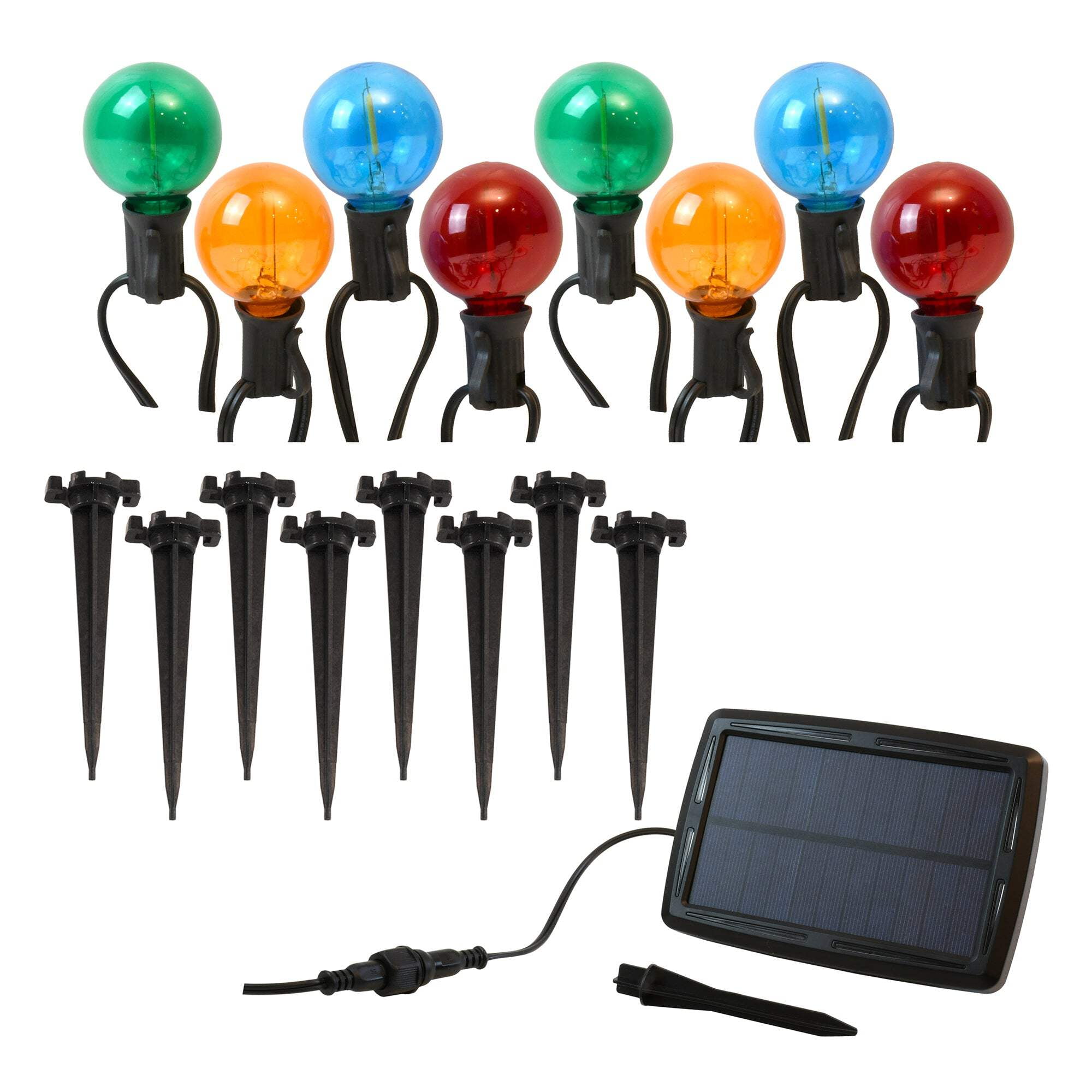 Solar Powered Multicolor LED Pathway Lights with Dusk to Dawn Sensor