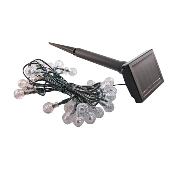LumaBase Solar Powered String Lights with Faceted Balls (White)