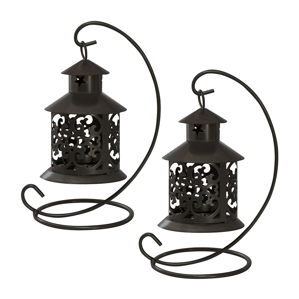 Bohemian Farmhouse Warm Black Metal Tabletop Lantern