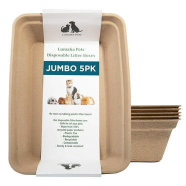 LumaKa Pets Disposable, Thick, Sturdy, Leak-Resistant Cat Litter Boxes, 5-Pack, Jumbo