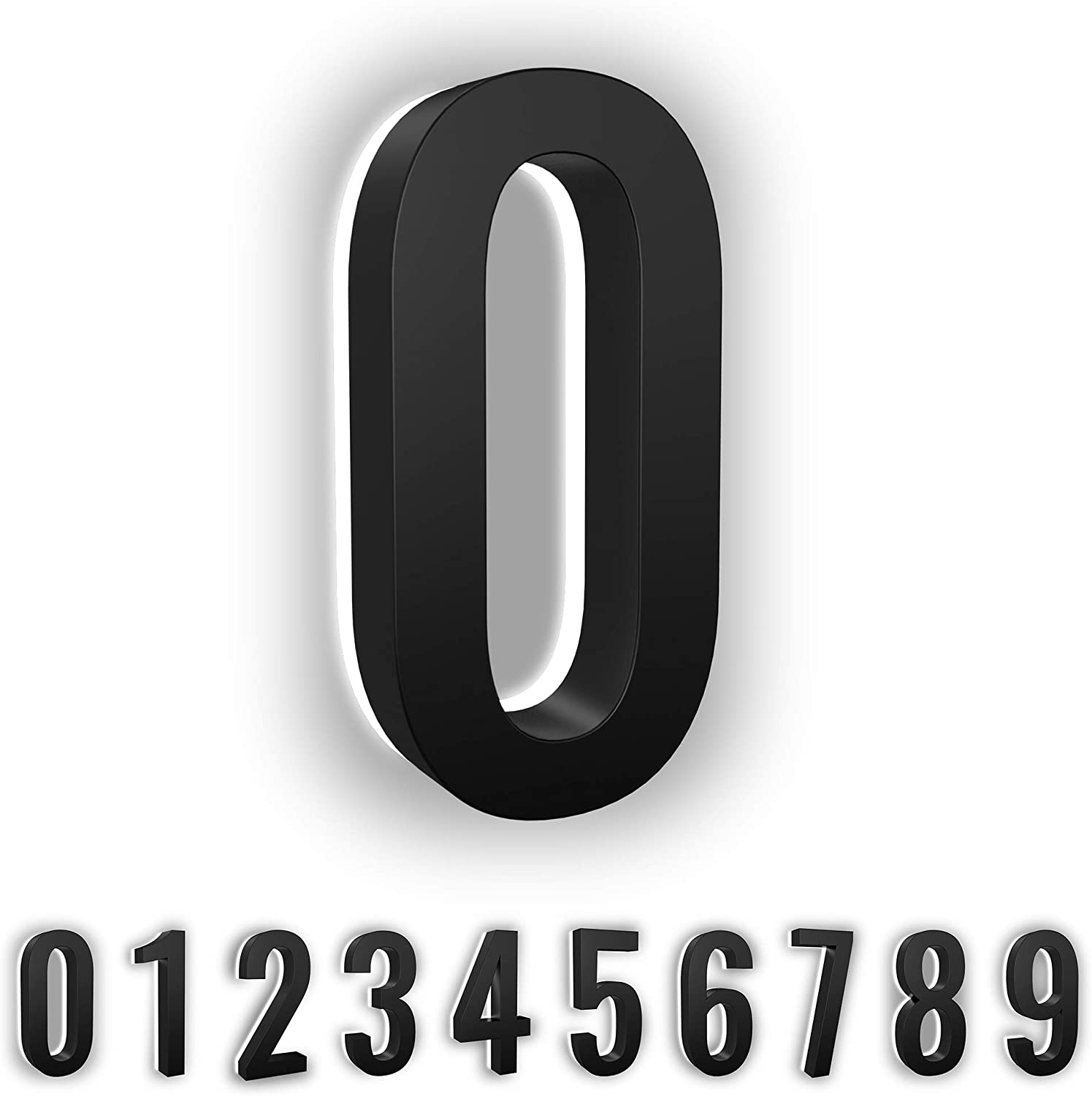 LumaNumbers Low-Voltage LED Address Numbers, Durable ABS-Polymer Lighted House Numbers, 5-inch, Weather-Proof, Illuminated (Black, 0) Power Source Required, Back-plate Recommended - image 1 of 5