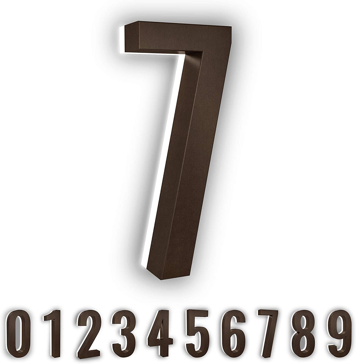 LumaNumbers Low-Voltage LED Address Numbers, Durable ABS-Polymer Lighted House Numbers, 5-inch, Weather-Proof, Illuminated (Bronze, 7) Power Source Required, Back-plate Recommended - image 1 of 5